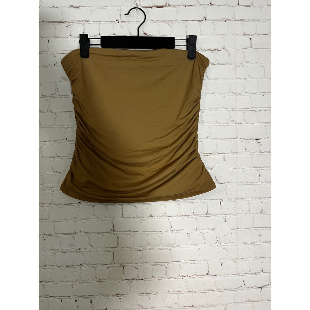 Revolve House of Harlow 1960 Ruched Tube Top Camel Tan Medium Strapless Slim Fit
